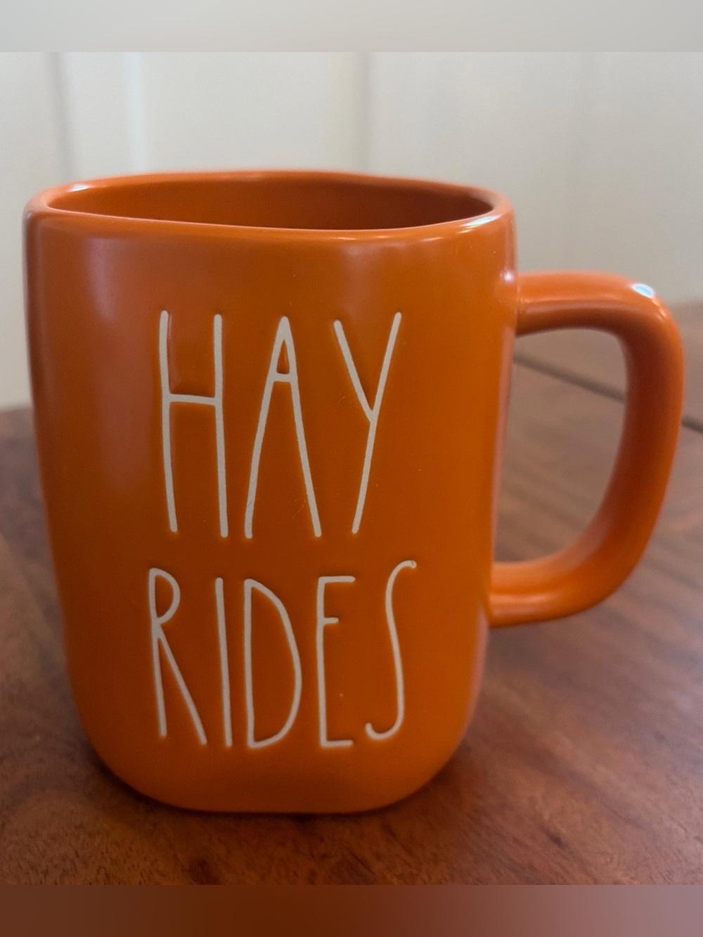 Rae Dunn Magenta "Hay Rides" Orange Mug Cup Fall Autumn Rustic Farmhouse Chic